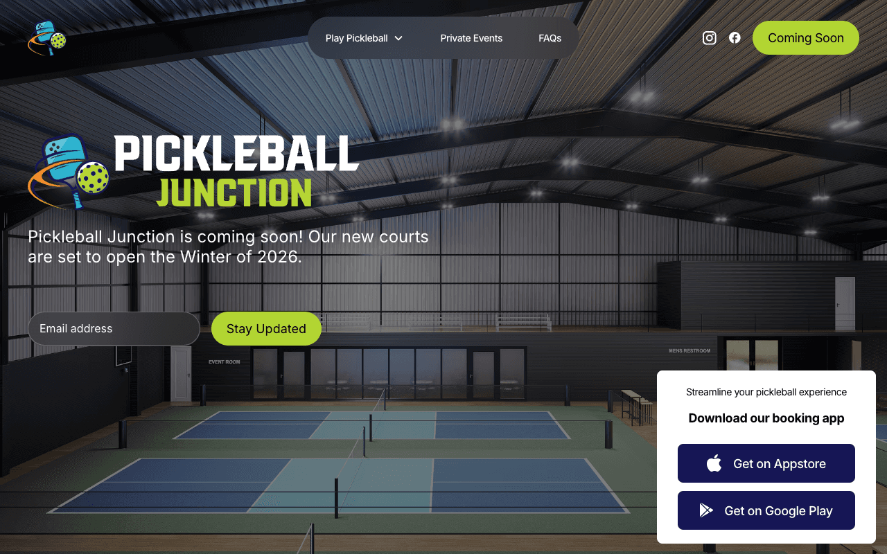 Pickleball Junction website screenshot